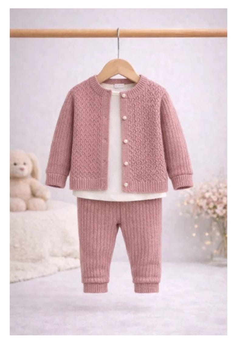 Set tricot 3 piese bigimay - roz pudrat - Roz