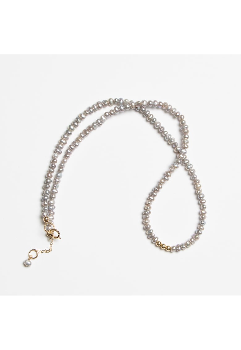 Colier din perle gri naturale si aur filat 14K - Cella