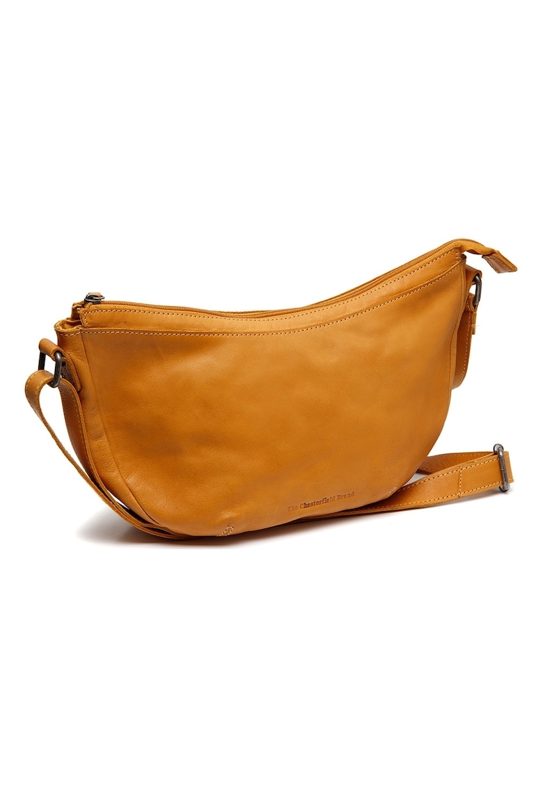 Geanta umar de dama din piele naturala - Clarita - Galben inchis - 35 x 10 x 17 cm