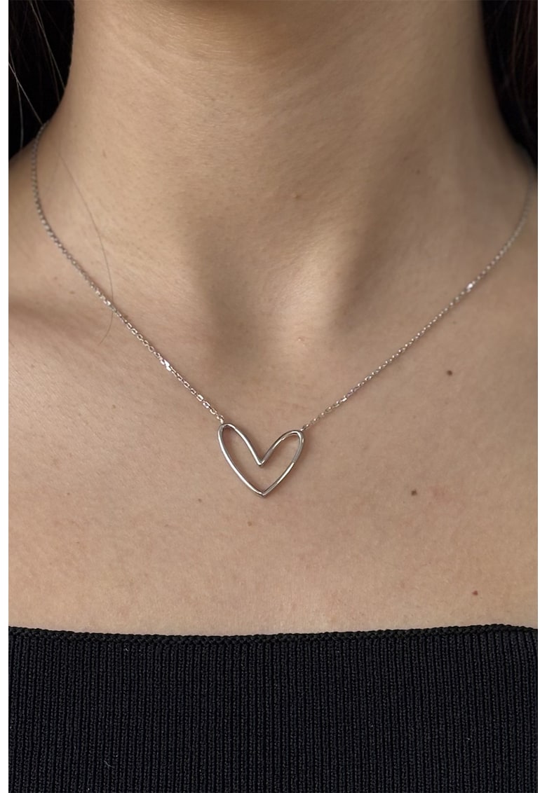 Colier din argint veritabil cu pandantiv cu inima - Argintiu