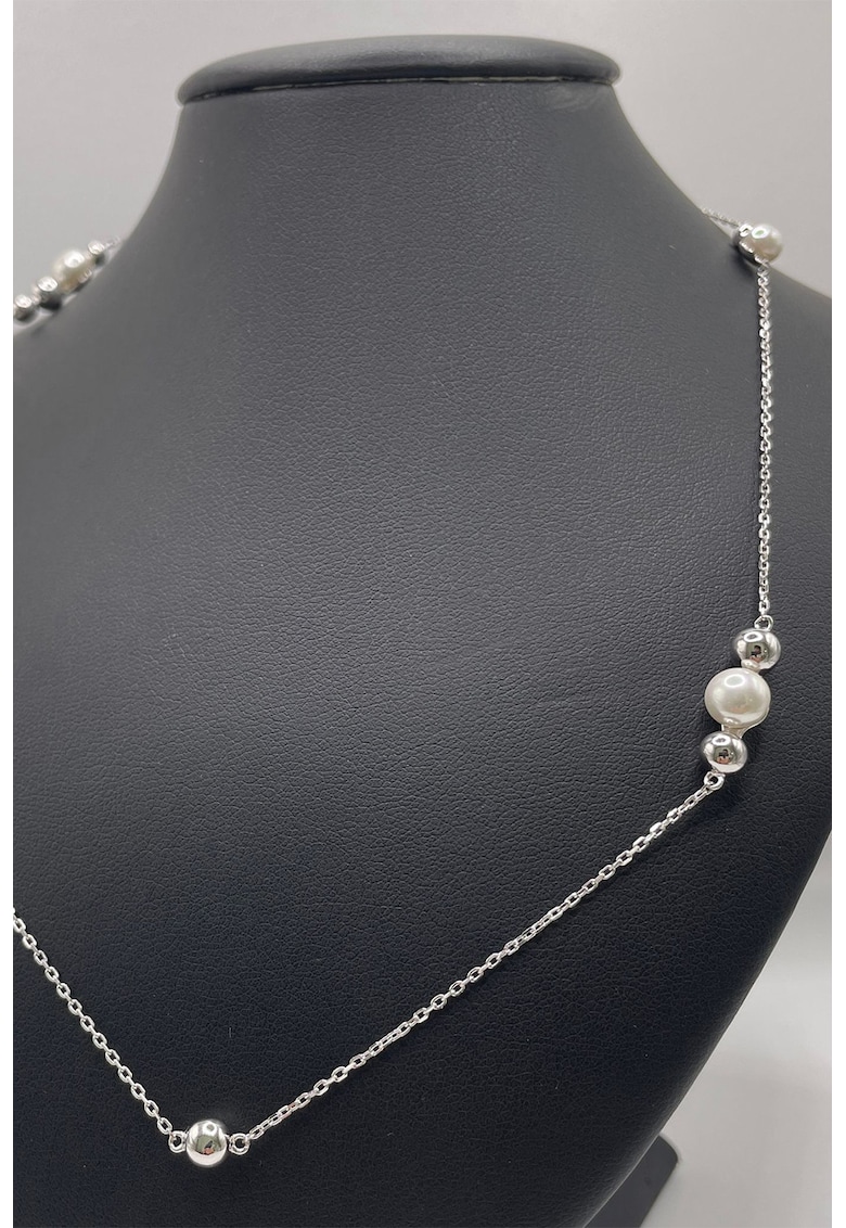Colier din argint veritabil cu perle de cultura - Alb/Argintiu