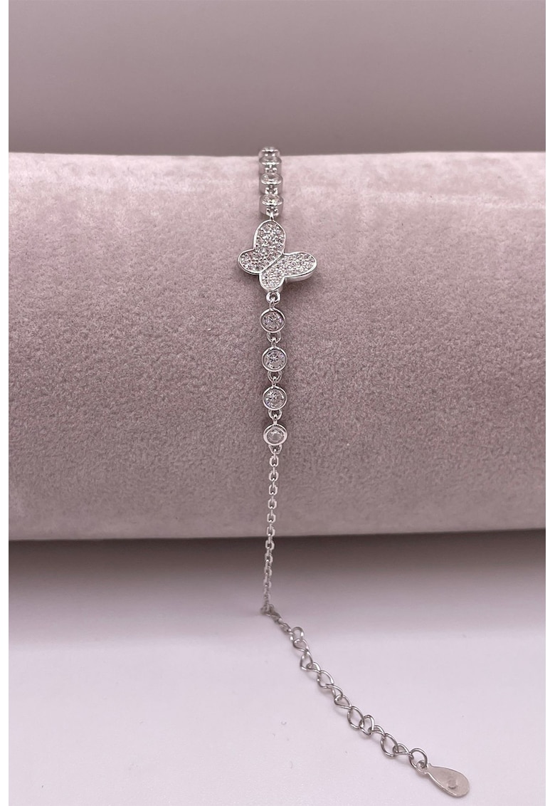 Bratara din argint veritabil cu zirconia - Argintiu/Transparent