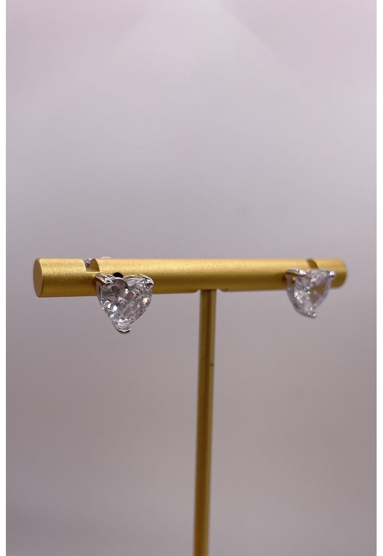 Cercei din argint veritabil cu tija si zirconia - Transparent