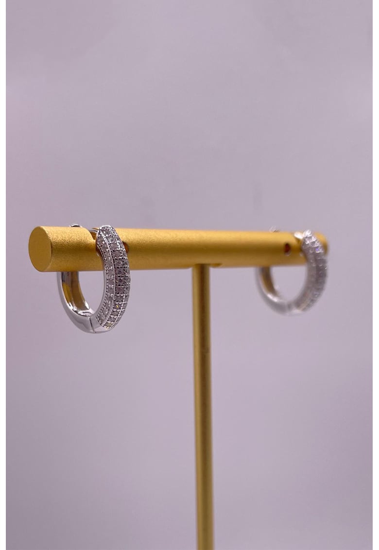 Cercei din argint veritabil cu zirconia - Argintiu/Transparent