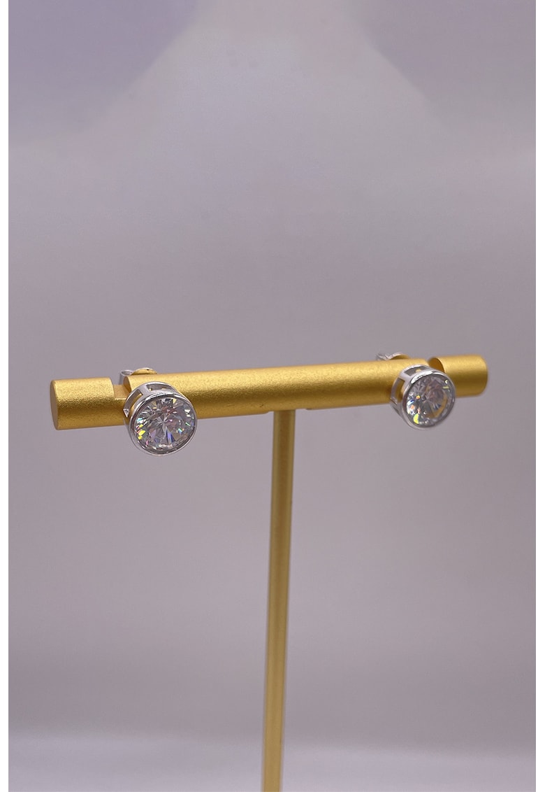 Cercei din argint veritabil cu tija si zirconia - Transparent