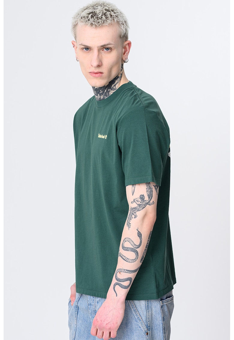 Tricou din bumbac Magnet - Verde inchis/Bej
