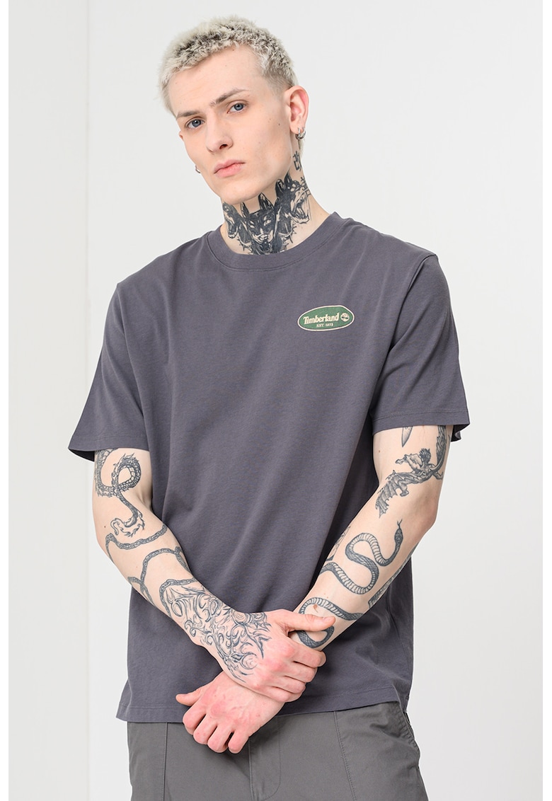 Tricou din bumbac Gas Station - Bej/Gri inchis