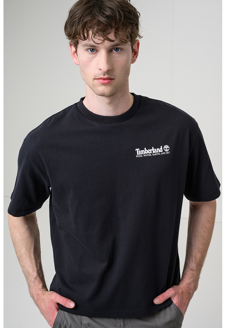 Tricou din bumbac cu imprimeu logo si foto Outdoor - Negru