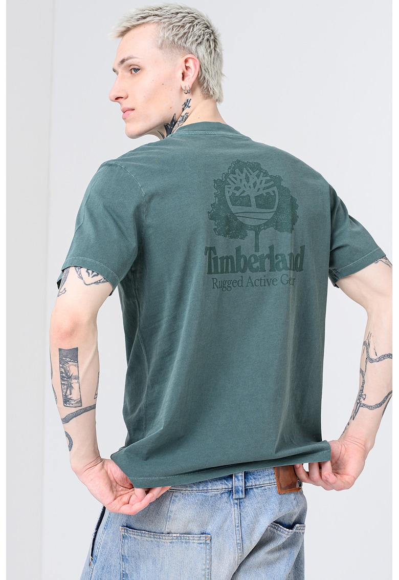 Tricou din bumbac cu imprimeu logo - Verde
