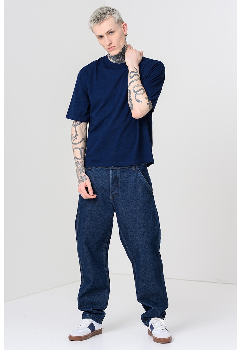 Tricou cu logo discret Boxy - Bleumarin