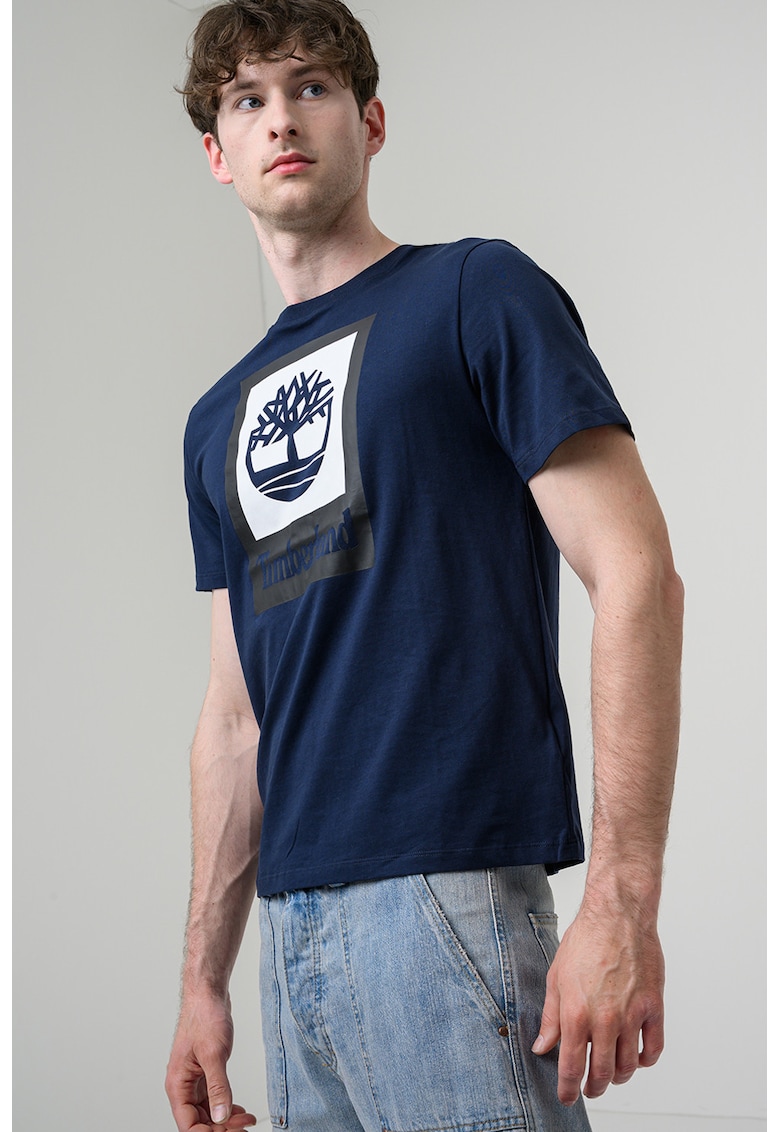 Tricou de bumbac cu imprimeu logo - Bleumarin