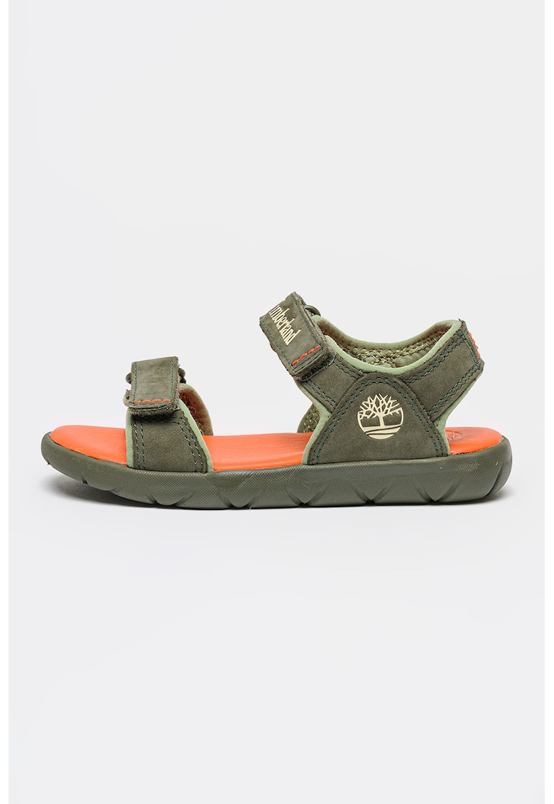 Sandale din piele intoarsa cu inchidere velcro Perkins Row - Verde inchis