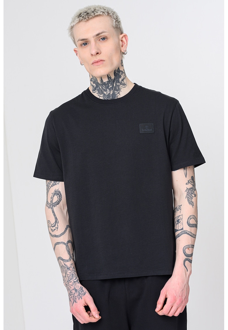 Tricou din bumbac cu logo Silicon Badge - Negru