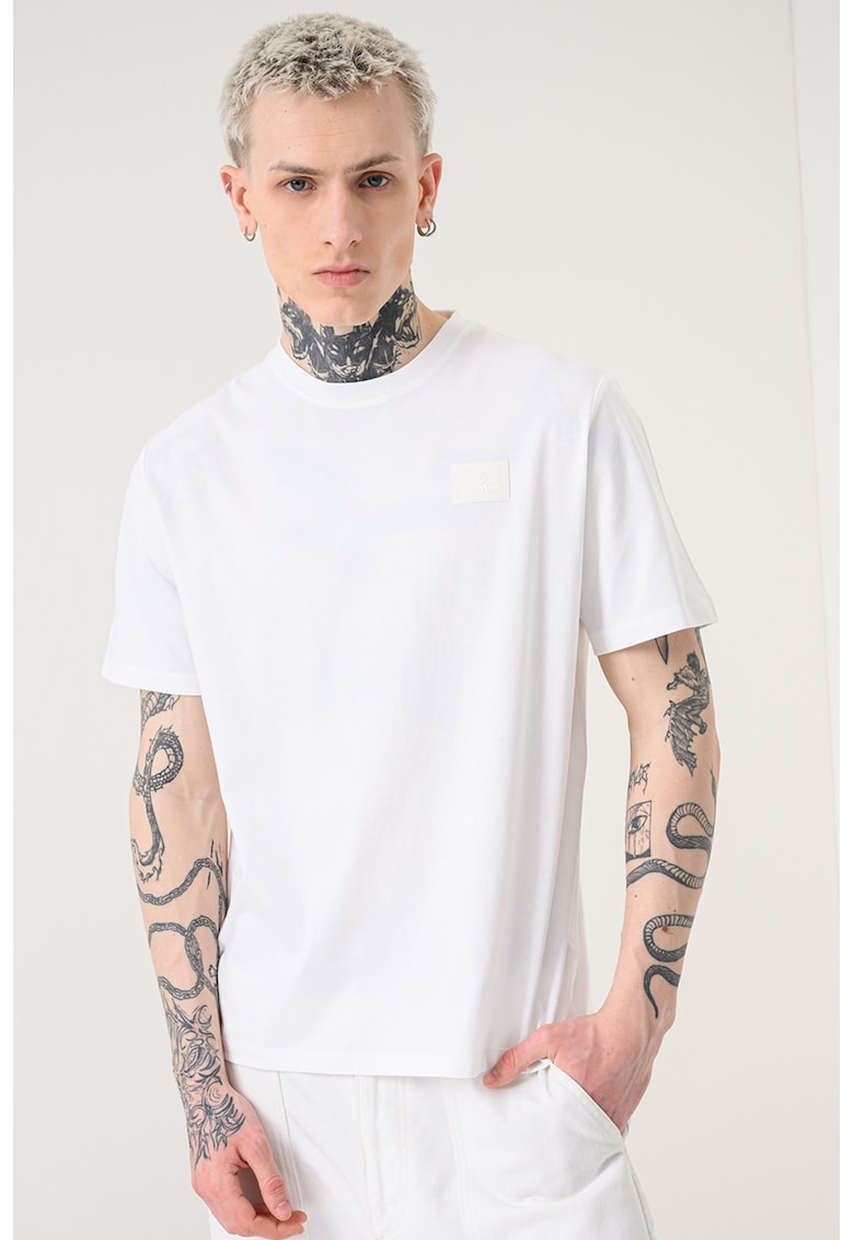 Tricou din bumbac cu logo Silicon Badge - Alb optic