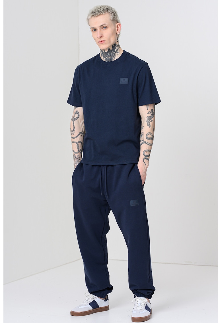 Tricou din bumbac cu logo Silicon Badge - Bleumarin