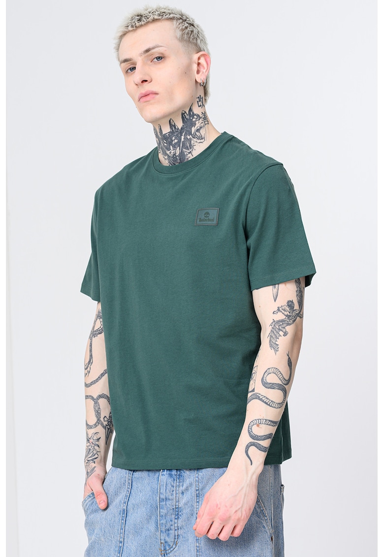 Tricou din bumbac cu logo Silicon Badge - Verde inchis