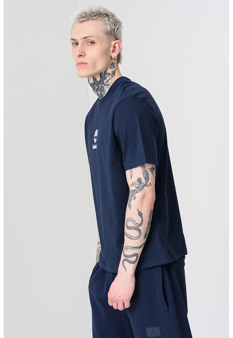 Tricou din bumbac cu imprimeu logo - Bleumarin