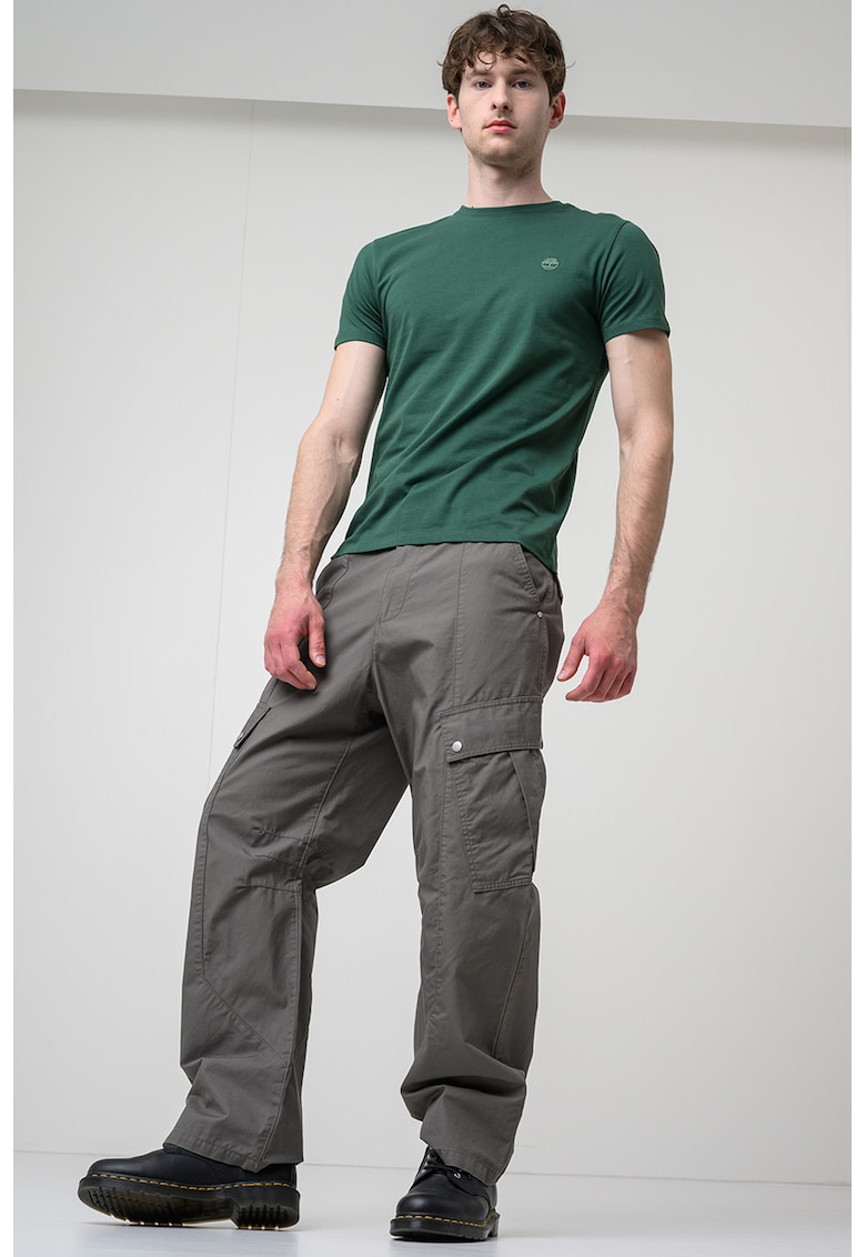 Tricou cu decolteu la baza gatului si logo Oyster River - Verde englez