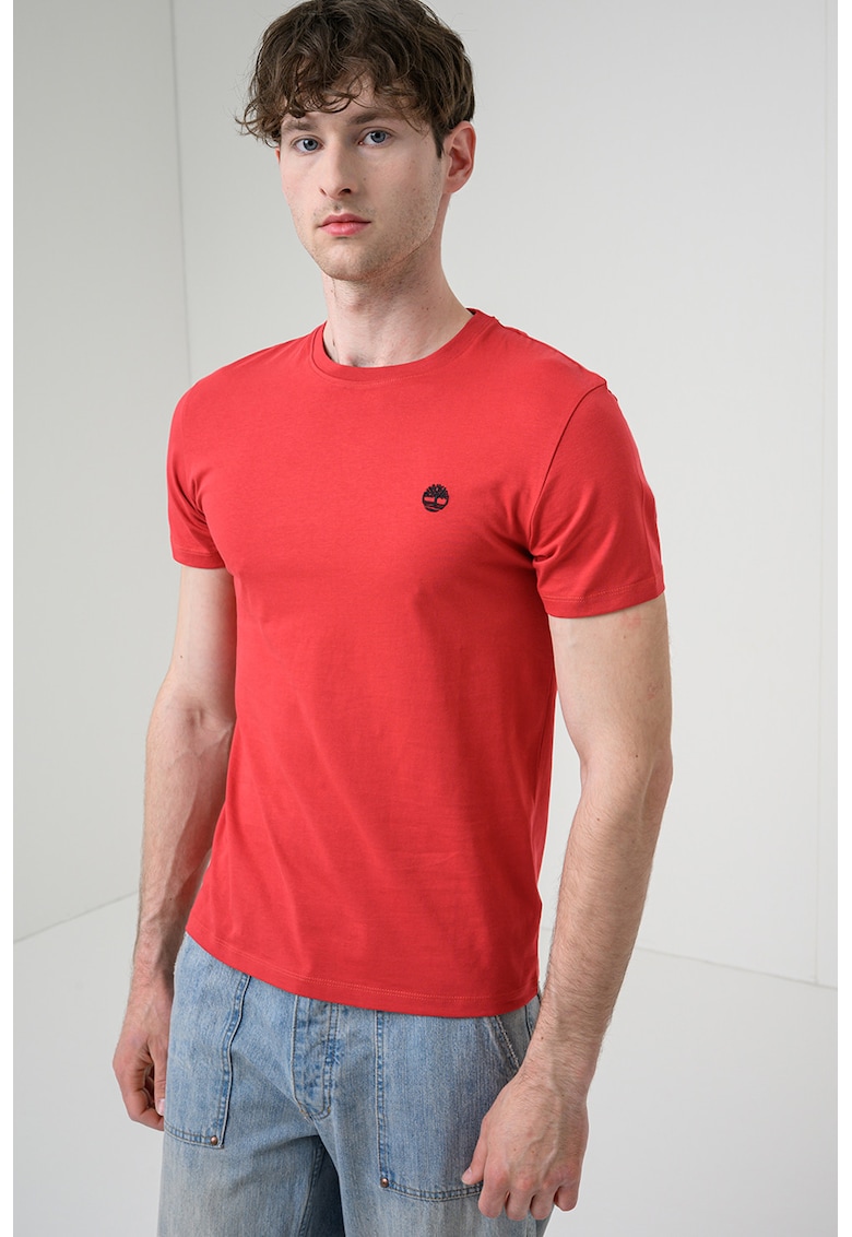 Tricou cu decolteu la baza gatului si logo Oyster River - Rosu