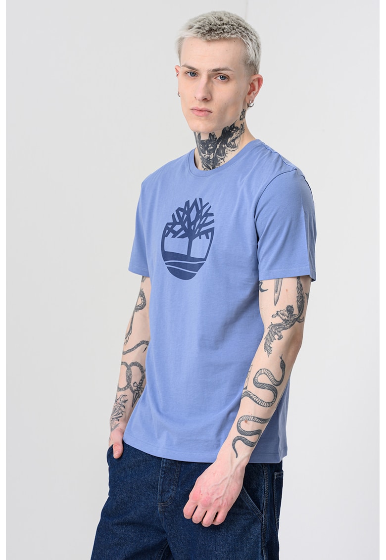 Tricou de bumbac cu logo Kennebec River Tree - Alb/Albastru inchis