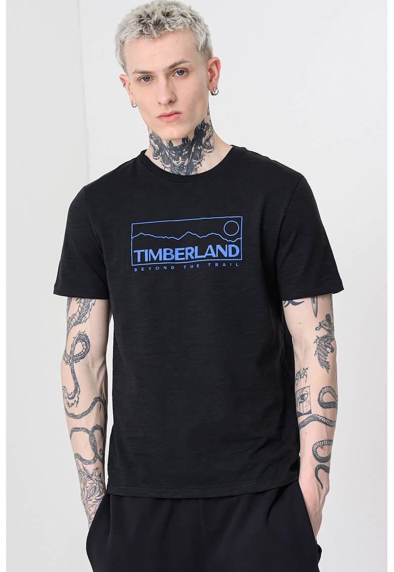 Tricou cu imprimeu grafic Outlined - Negru/Albastru inchis