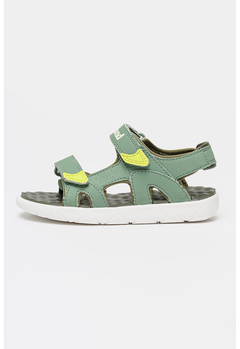 Sandale de piele ecologica cu velcro Perkins Row - Verde deschis