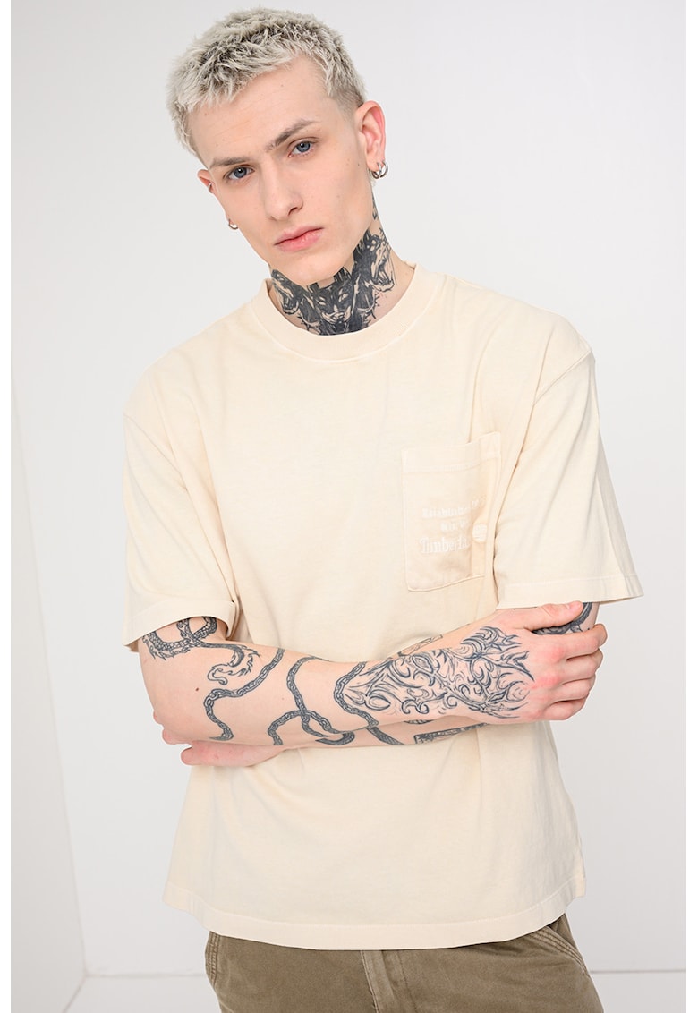 Tricou cu decolteu la baza gatului Heavyweight - Bej deschis