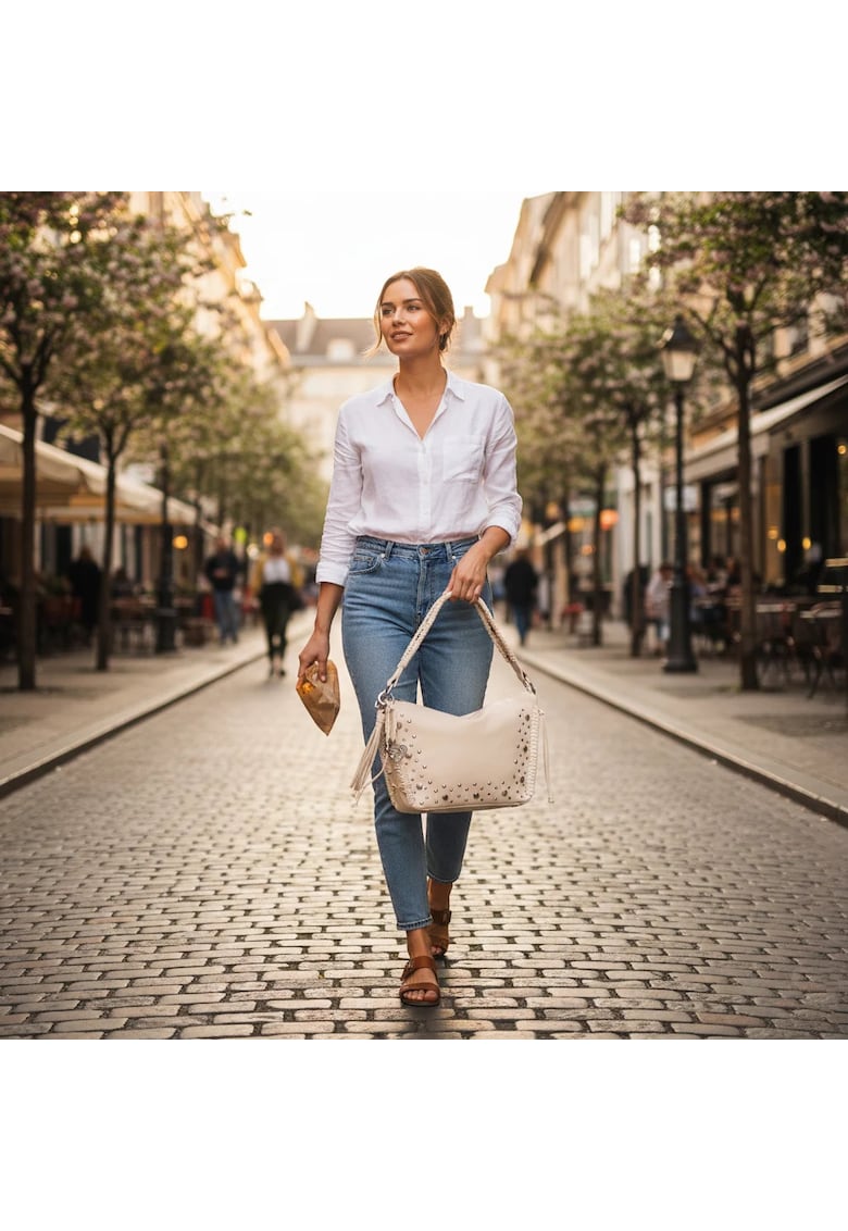 Geanta de dama - de mana si umar - crossbody - seria Gallium Munich - Bej