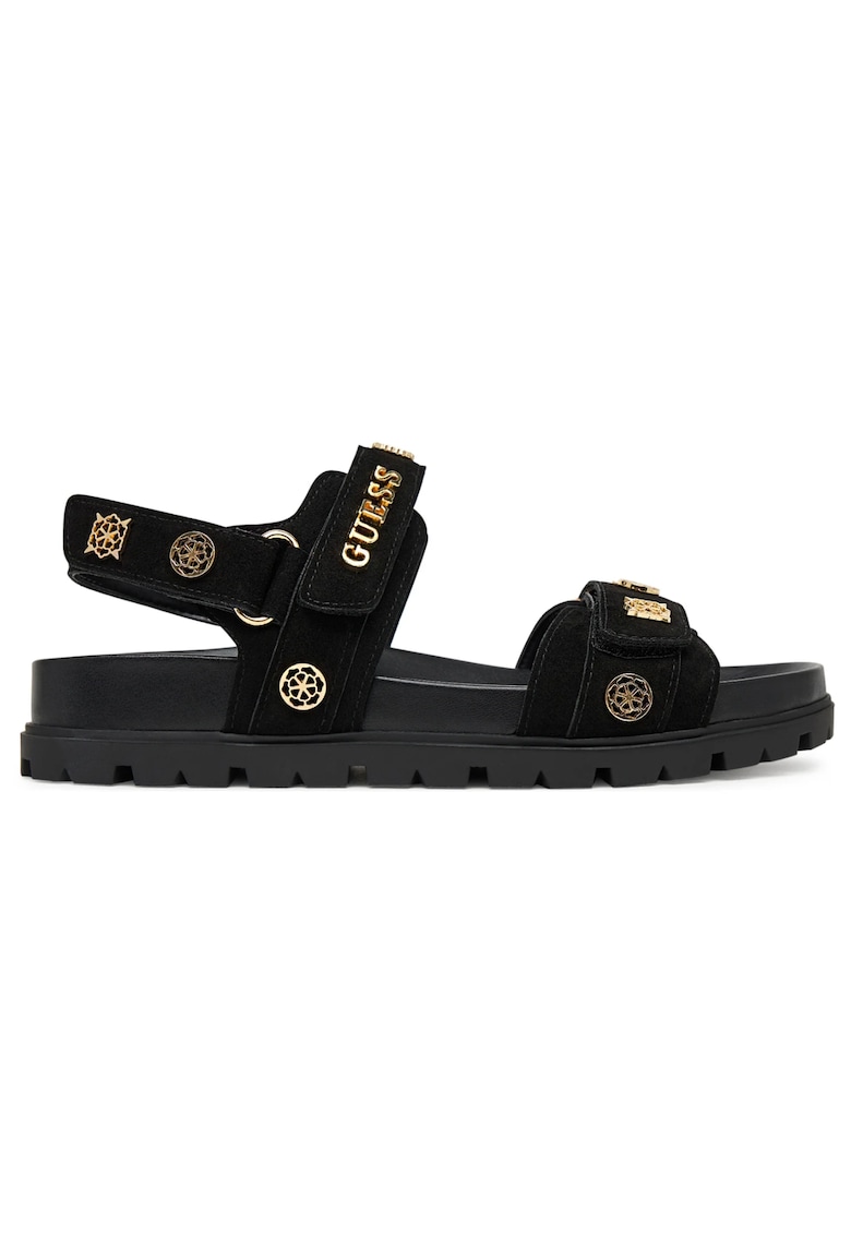 Sandale dama negre - plate - Velcro - stil casual