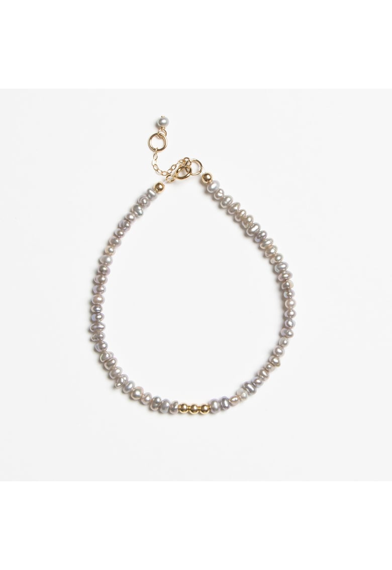 Bratara din perle gri naturale 3.5 mm si aur filat 14K - Cella