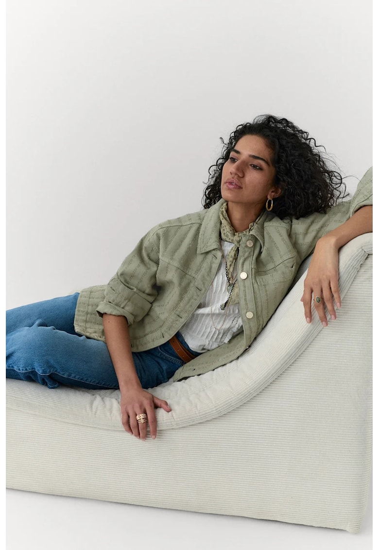 Jacheta din denim cu buzunar aplicat - Verde deschis