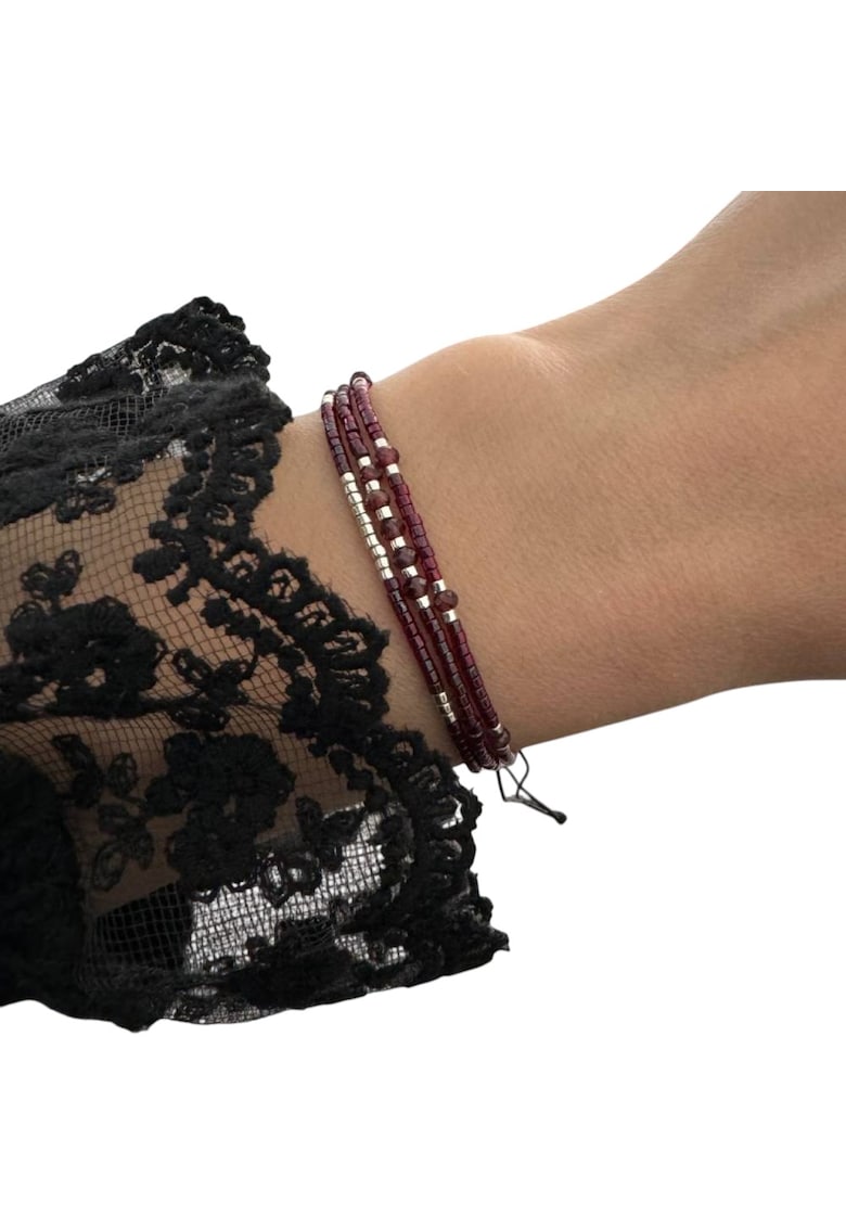 Bratara handmade Inaya 3 straturi - cristale Granat - sticla - multicolor