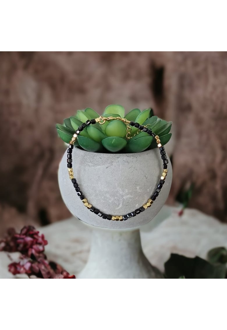 Bratara din cristale de Spinel negru - pietre semipretioase - 16+4 cm