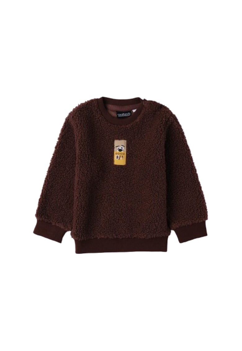 Hanorac baieti tip teddy cu guler rotund si mansete elastice