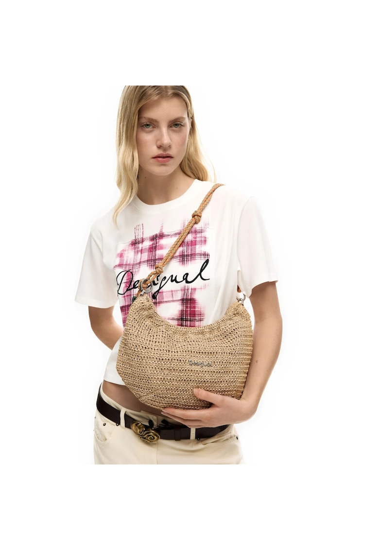 Geanta de dama - de mana si umar - Raffia - Bej