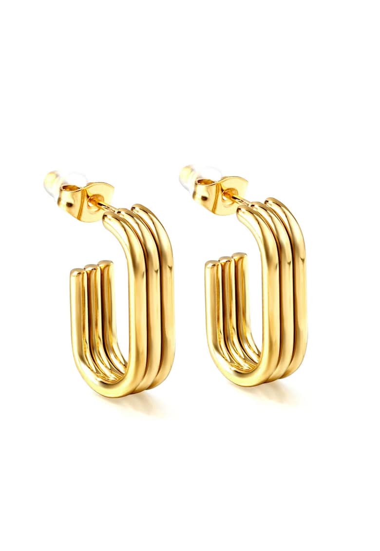 Cercei aurii - din otel inoxidabil - suflati cu aur 18k - forma minimalista - Kamila C2