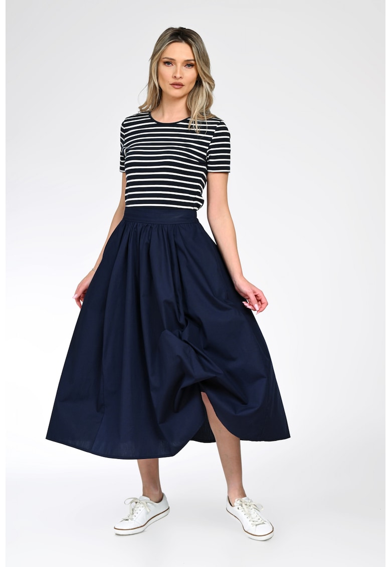 Fusta midi cu snururi ascunse