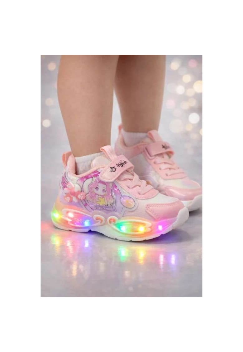 Adidasi pentru fetite - roz cu luminite LED