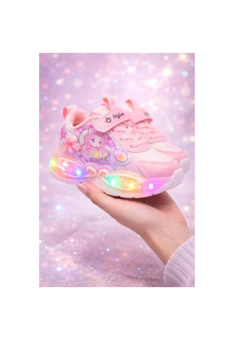 Adidasi pentru fetite - roz cu luminite LED