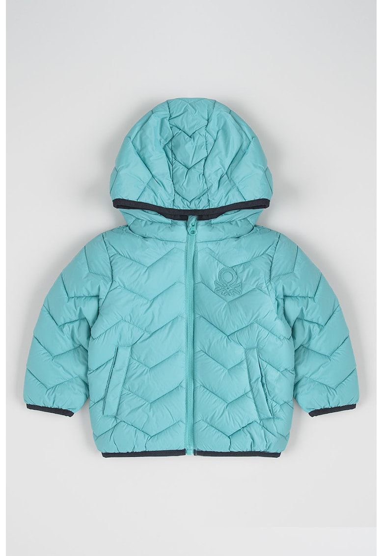 Geaca cu gluga si aspect matlasat - Verde persan