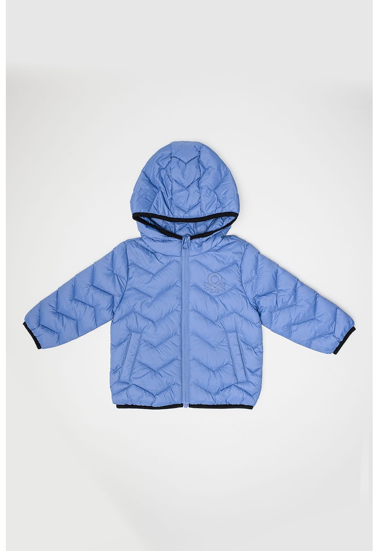 Geaca cu gluga si aspect matlasat - Albastru prafuit