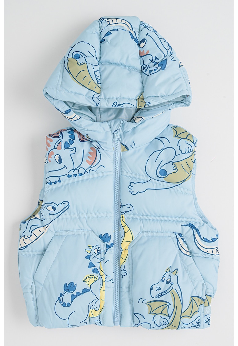 Vesta cu vatelina si imprimeu grafic - Galben/Albastru lavanda/Verde sparanghel