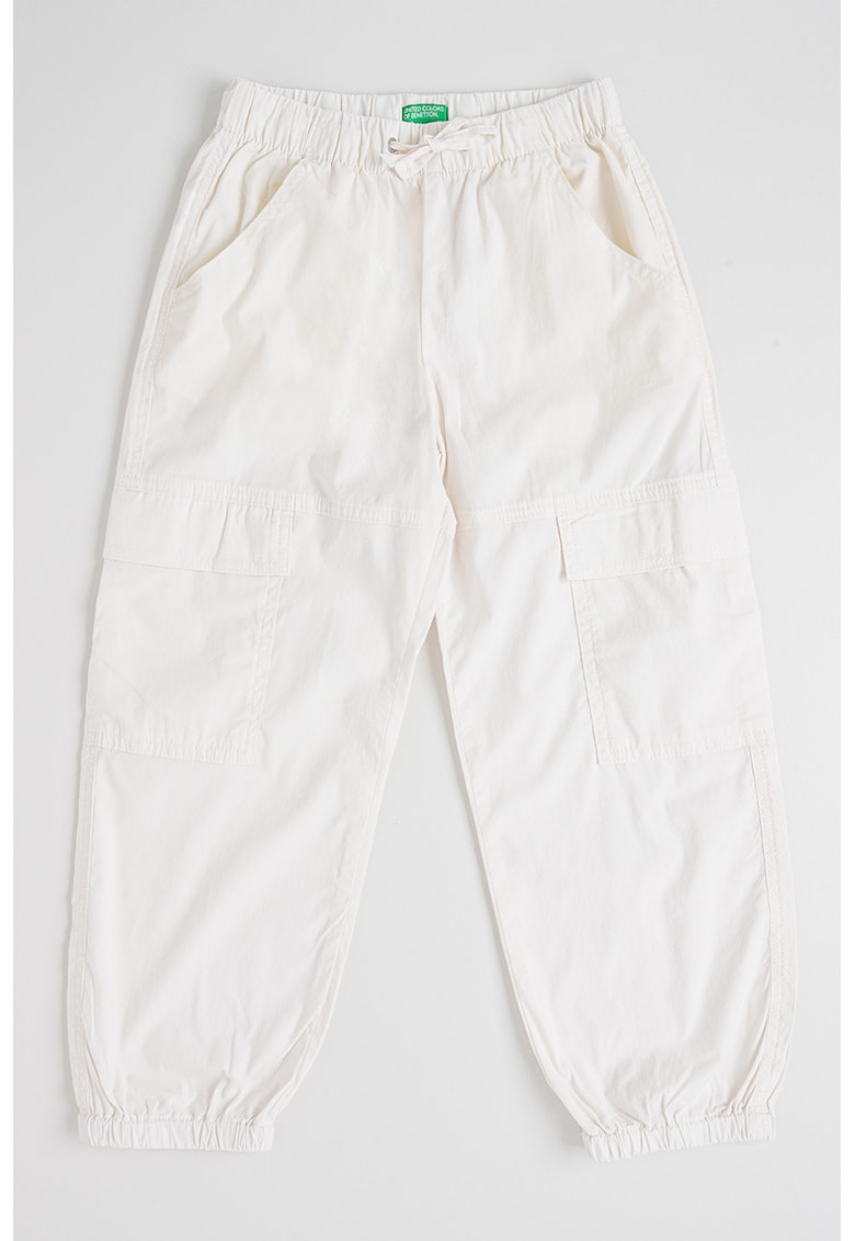 Pantaloni cargo cu snur de ajustare in talie - Alb
