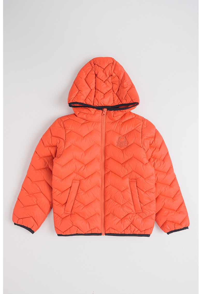 Jacheta cu gluga si aspect matlasat - Coral