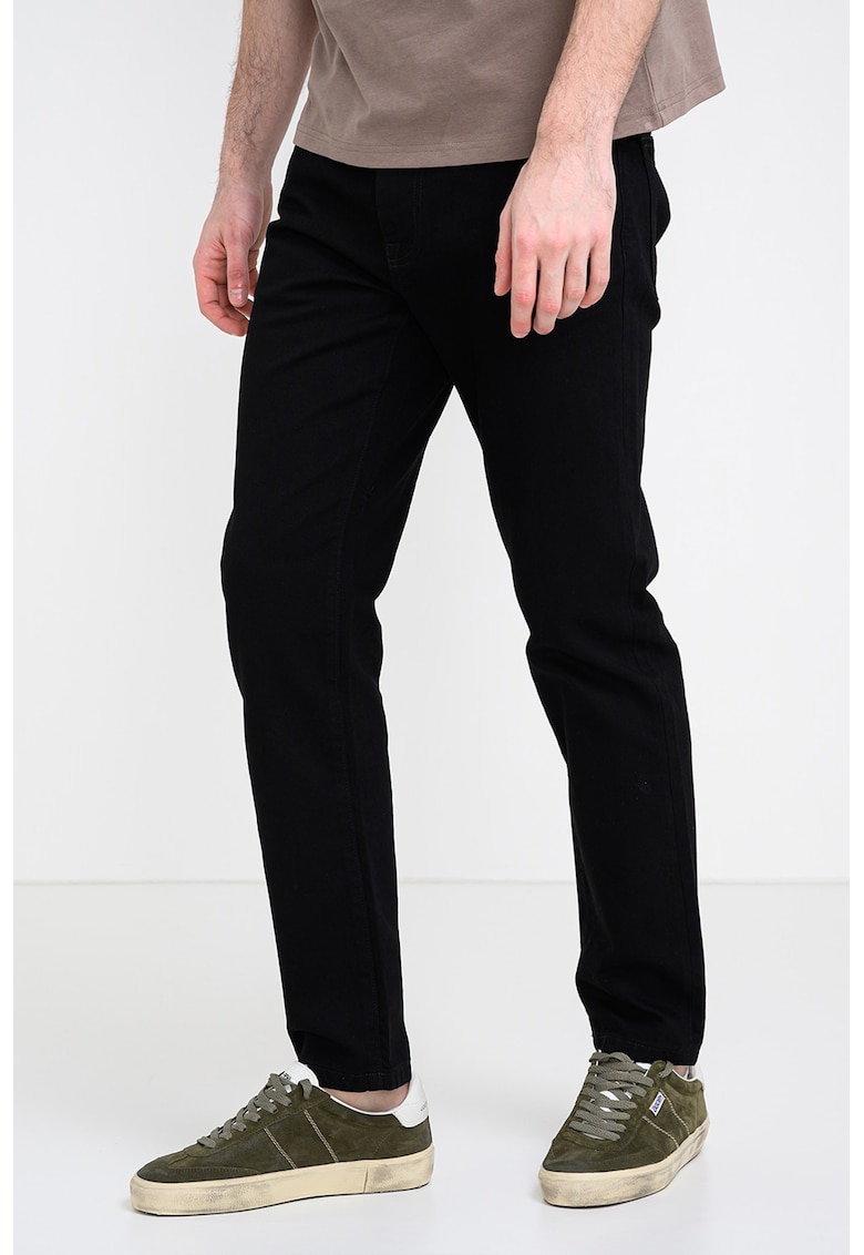 Blugi slim fit cu aspect decolorat - Negru