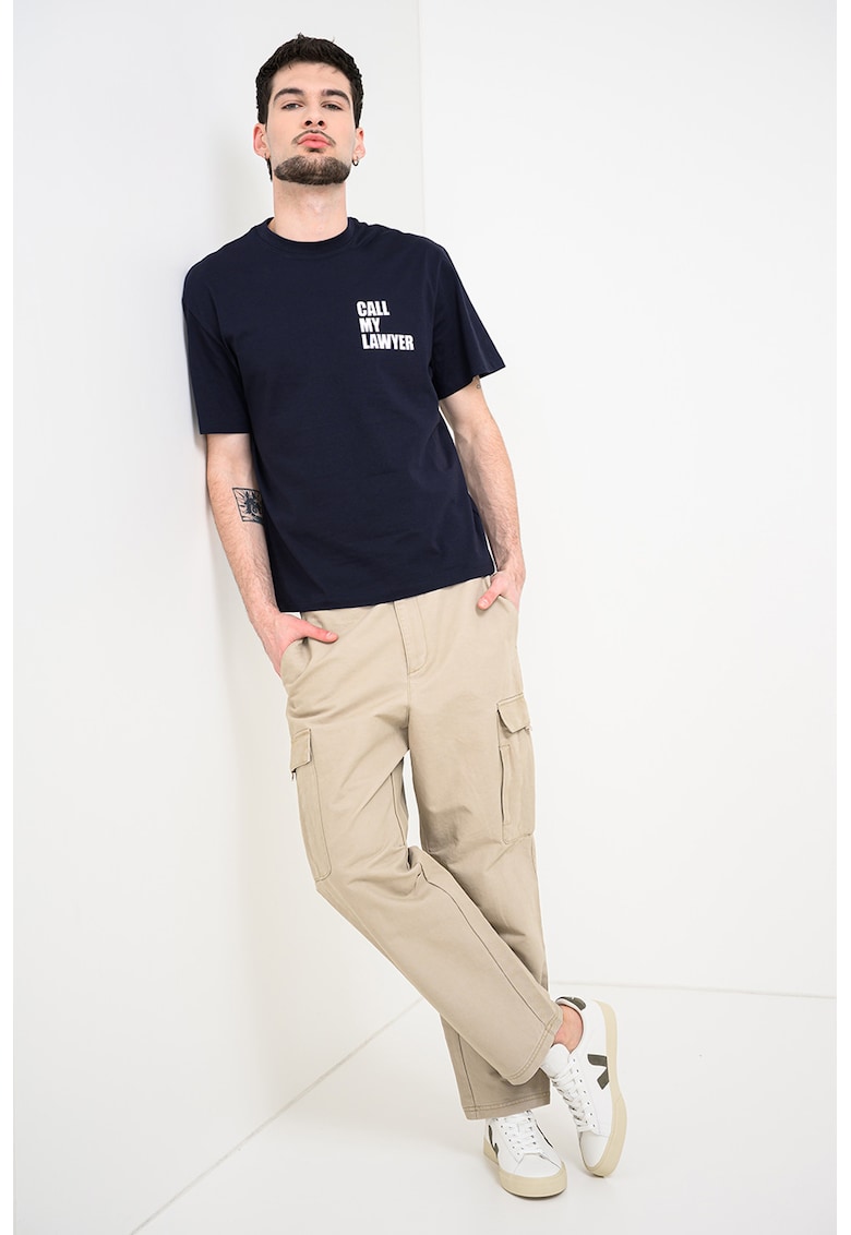 Tricou din bumbac cu imprimeu text