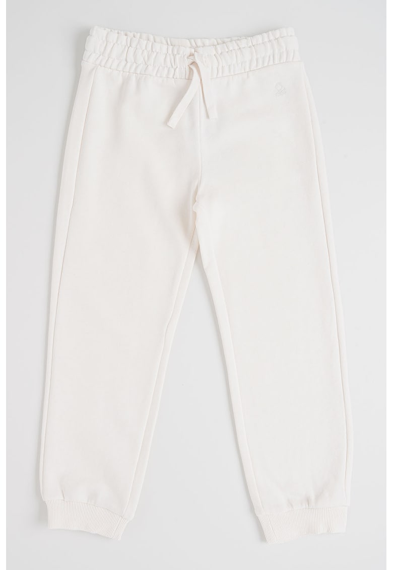 Pantaloni de trening din bumbac cu snur in talie - Alb
