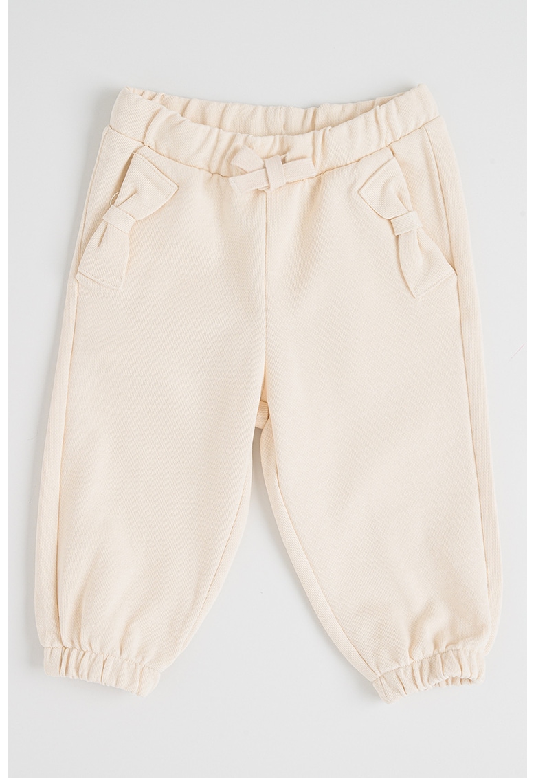 Bluza de trening din bumbac cu snur de ajustare in talie - Bej deschis