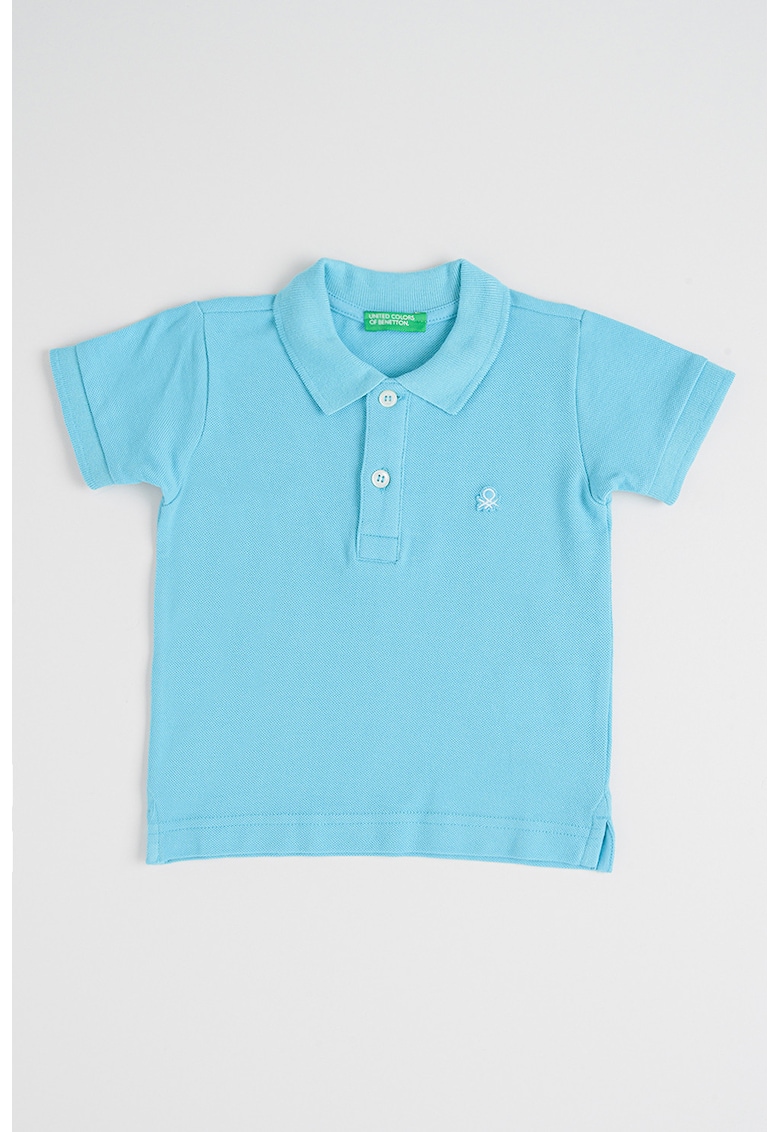Tricou polo de bumbac pique - Albastru deschis