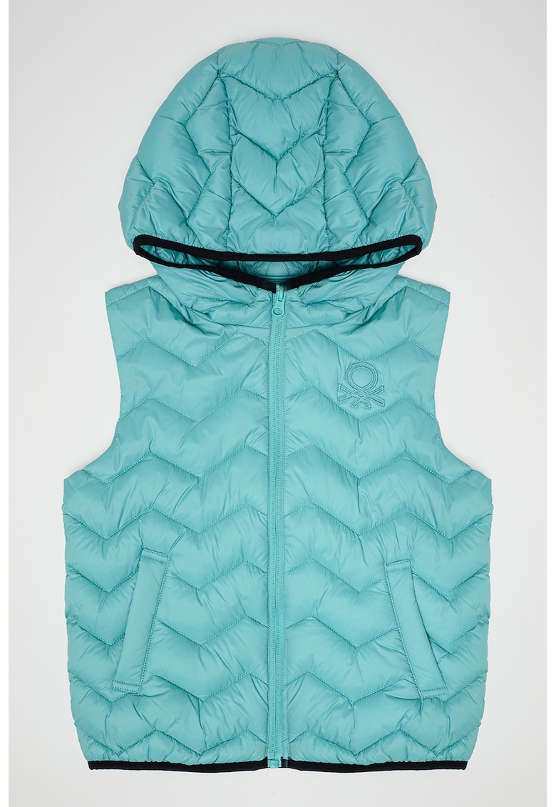 Vesta matlasata cu gluga - Verde persan